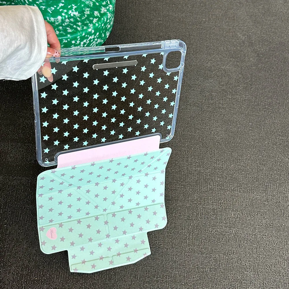 아이패드 에어 11 케이스, 아이패드 10세대 11세대 A16 9세대 커버, 아이패드 프로11 4 5 10.9인치 12.9 M2 M3 M4 펜슬 홀더, 별이 빛나는 풀 스크린 케이스