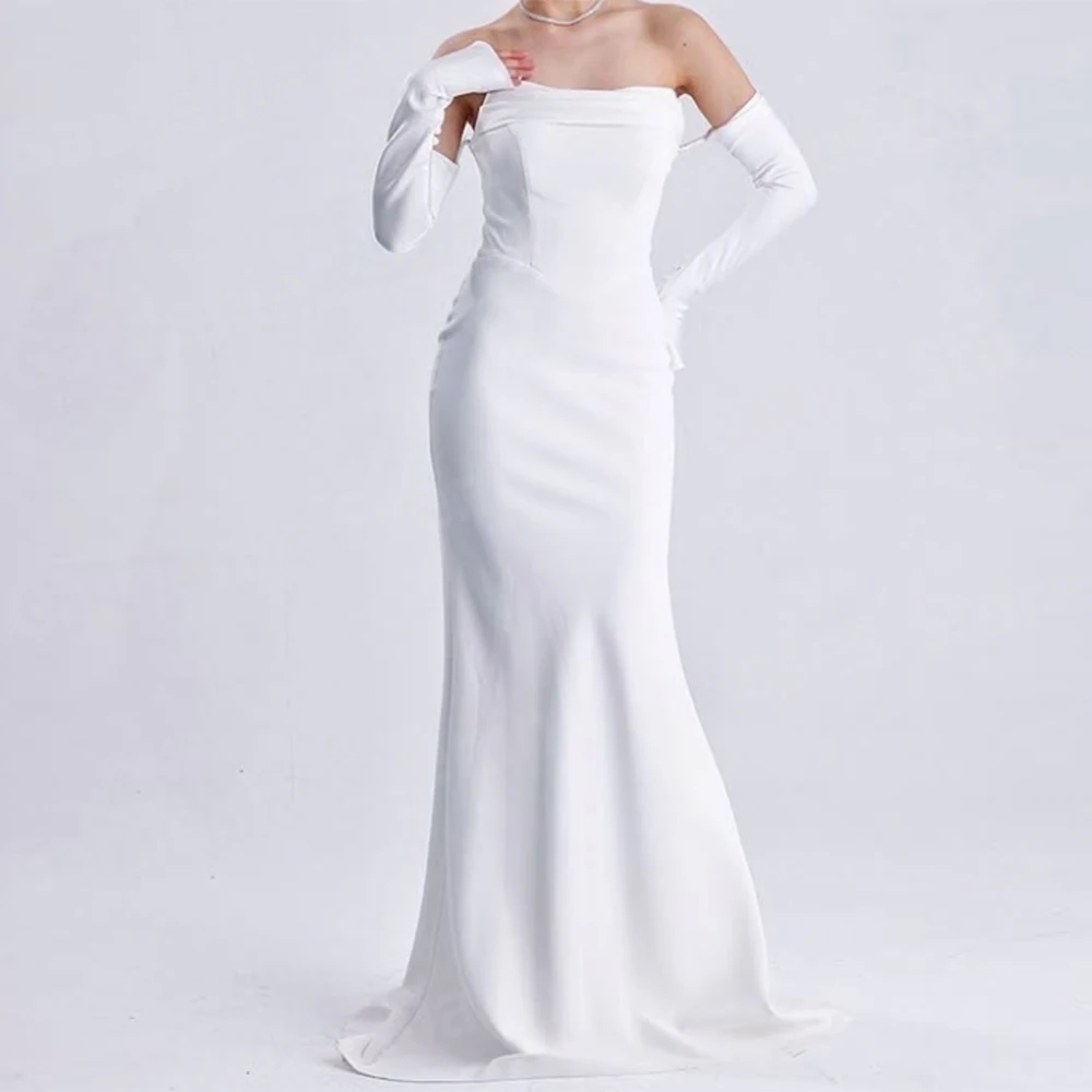 

Charming Mermaid Women's Evening Dresses Sexy Strapless Prom Gowns Customized فساتين للمناسبات الخاصة Long Sleeve فساتين سهرة