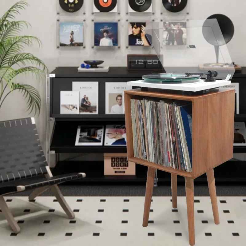

Solid wood vinyl record player cabinet, phonograph base, shelf, small cabinet, storage cabinet, walnut