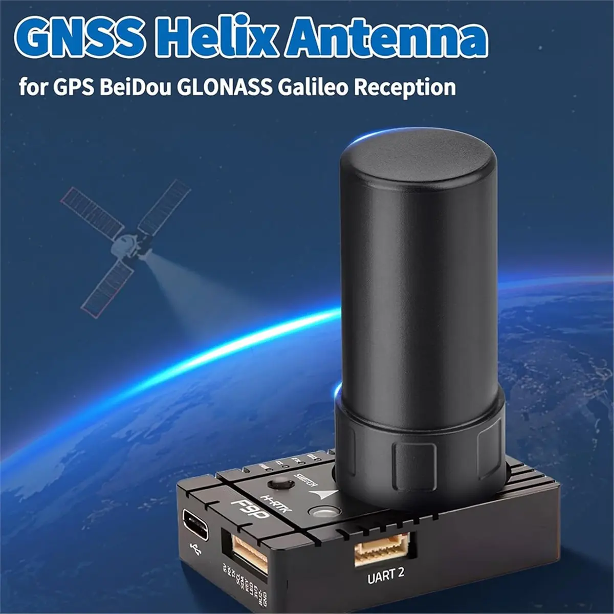 2026 New Tool 4-System GNSS Helix Antenna for GPS/BeiDou/GLONASS/ 28dB High Gain SMA Connector Automotive Positioning Antenna