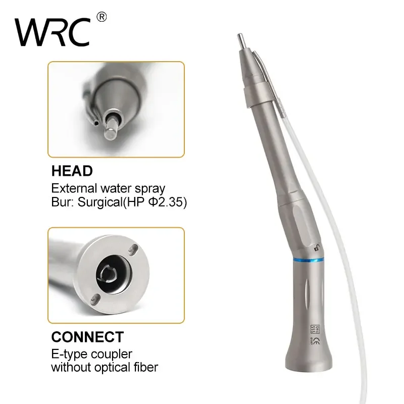 Low Speed Dental piece 20 Degree Surgical straight Handpiece Drive Single External Water Spray Bur applicable 40mm