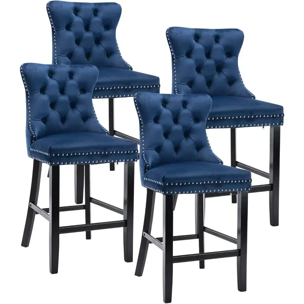 Velvet Modern Bar Chairs Set of 4, 27