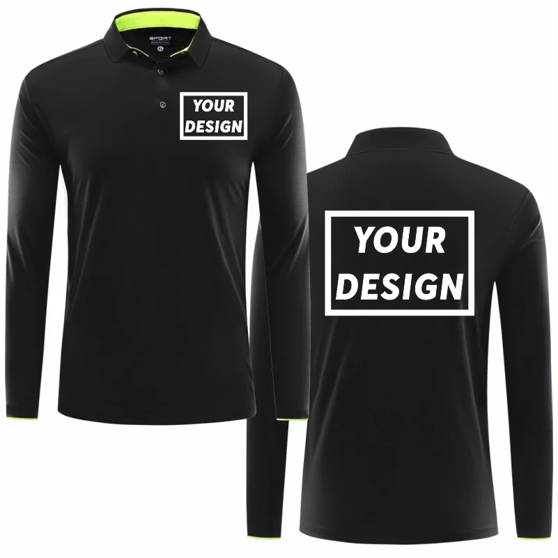 

Quick Dry Sports Polo Custom Design Comfortable Long Sleeve Polo shirt Embroidery Logo Company Team Shirt Print Text Pattern
