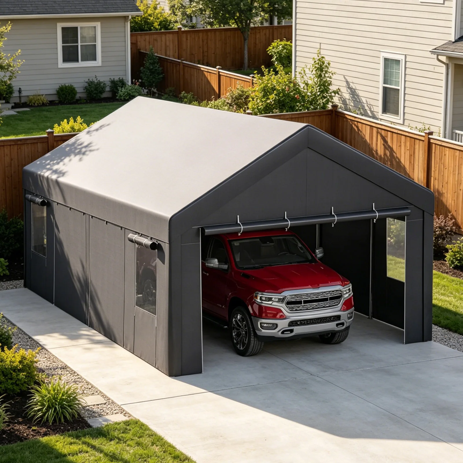 Outdoor Furniture Heavy Duty - Tettoia per auto 13x25FT resistente, garage