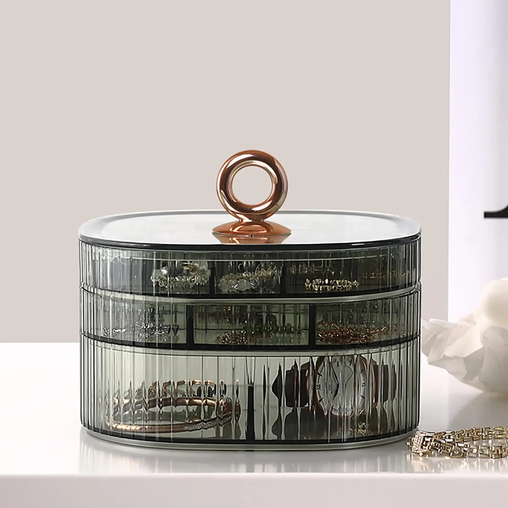Jewelry Box, Jewelry Organizer with Handle, Clear Jewelry Boxes for Women Girls, Make Up Organizer, Jewelry Storage Holder - view 4