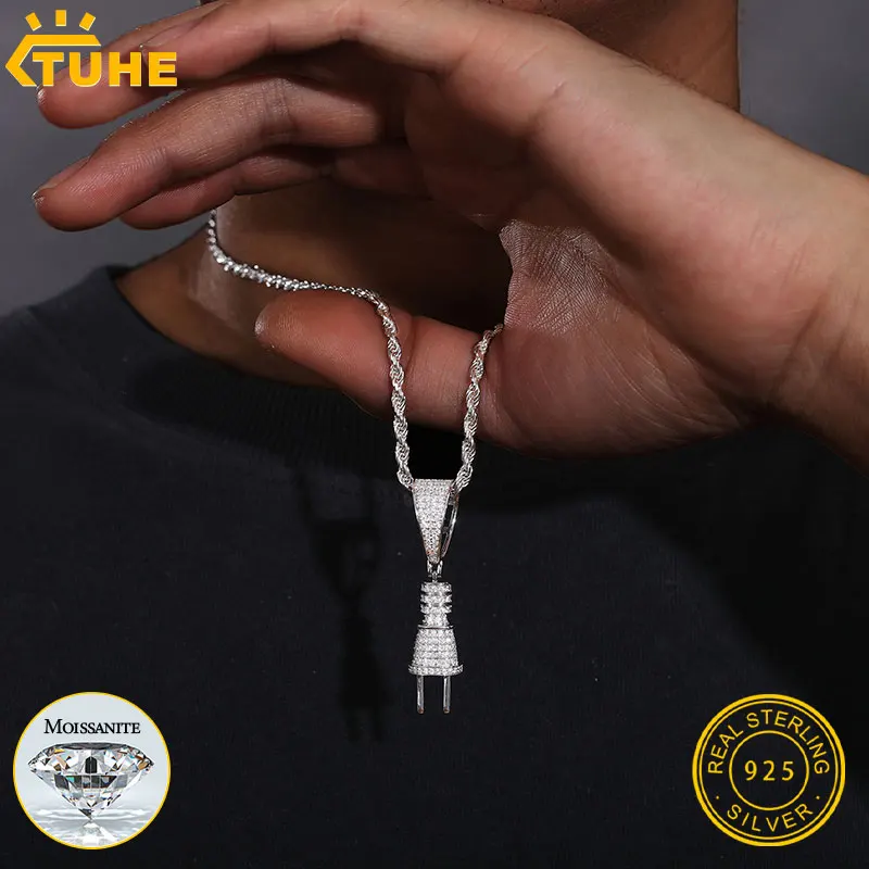 

TUHE унисекс S925 кулон ожерелье Iced Out муассанит золото серебро цвет Шарм для мужчин хип-хоп ювелирные изделия