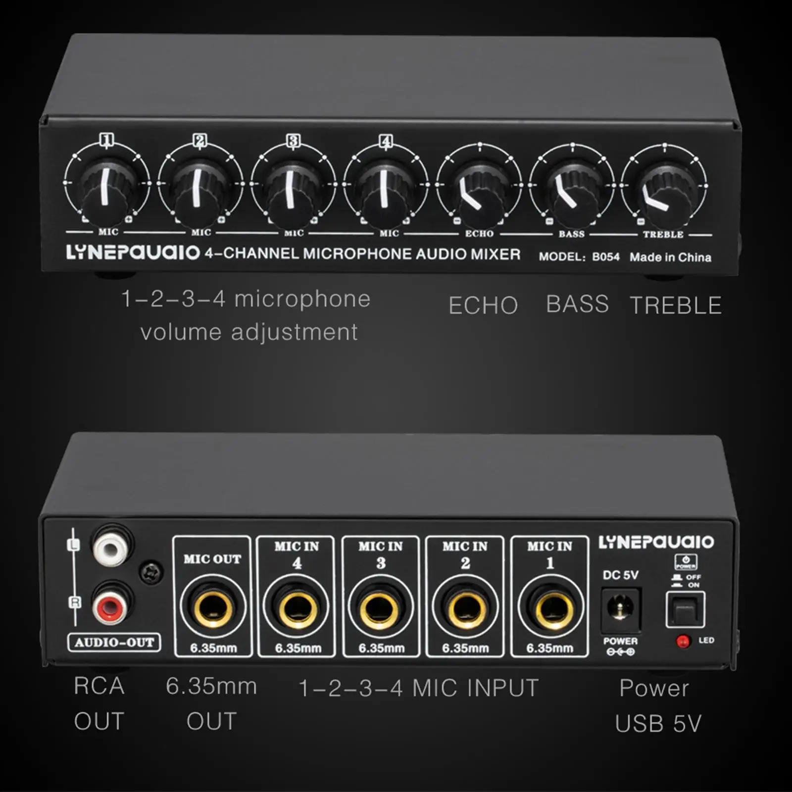 

5-Way Stereo Active Mixer Multi-Channel Mixer, Multiple Input Ports 130x77x38mm