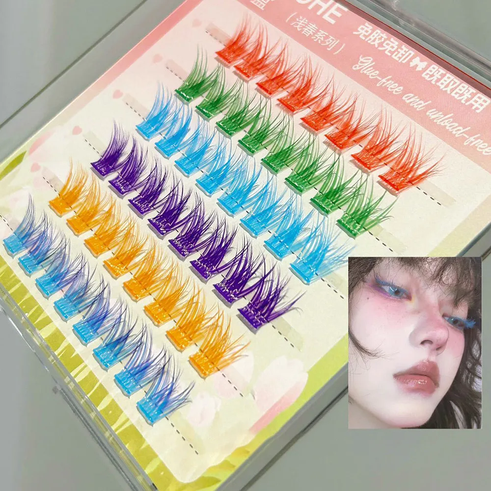 6 Rijen 6 Kleuren Gemengde Valse Wimpers Lijmvrij Gemengde Cartoon Gevoel Enkele Cluster Fotogenieke Valse Wimper Make-Up Accessoires