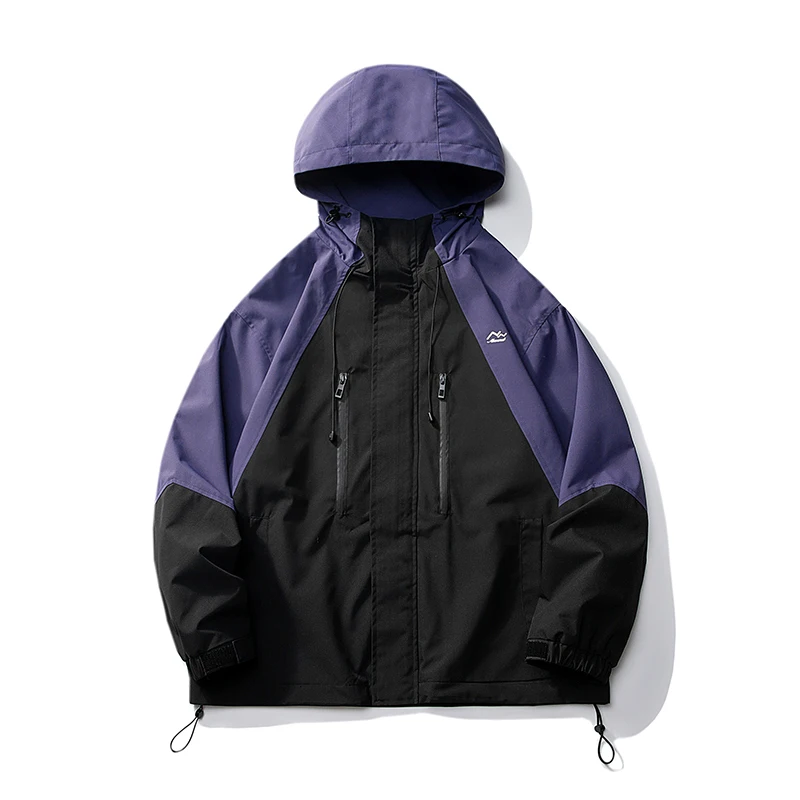 

Men's Patchwork Hooded Jacket with Colour Blocking Fashion Harajuku Unisex Jacket Outdoor Sports Mountaineering Punching Coats