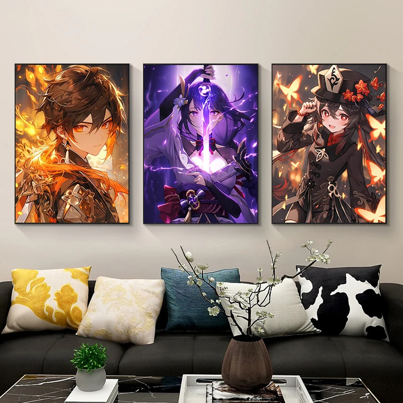 Genshin Impact Hu Tao 5D DIY Diamond Painting Kit Xiao Diamond Embroidery Aether Full Diamond Mosaic Art Decoration Picture