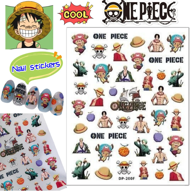 

Наклейки для ногтей One Piece с Монки Д. Луффи и Ророноа Зоро, аниме, двухмерные, креативные, объемные 3D, для самостоятельного декорирования ногтей