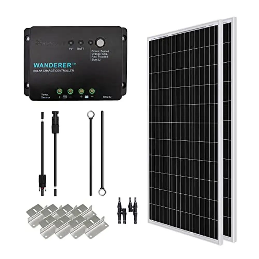 200W Monocrystalline Solar Panel Kit 2000W Pure Sine Wave Inverter RV Home Power Solution High Efficiency Corrosion-Resistant