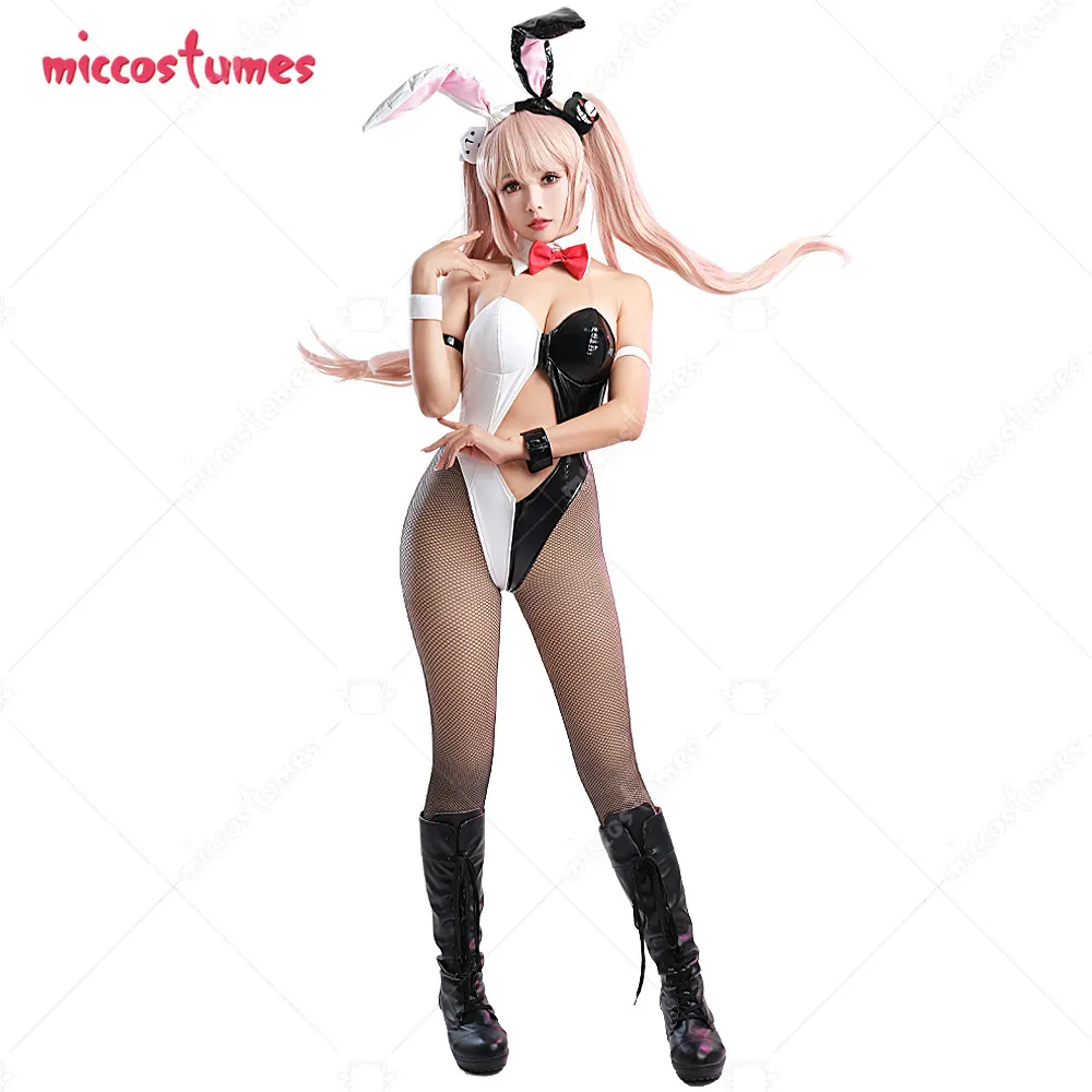 Women Bunny  Cosplay Costume Bodysuit and Fishnet Stockings with Headband and Wristbands