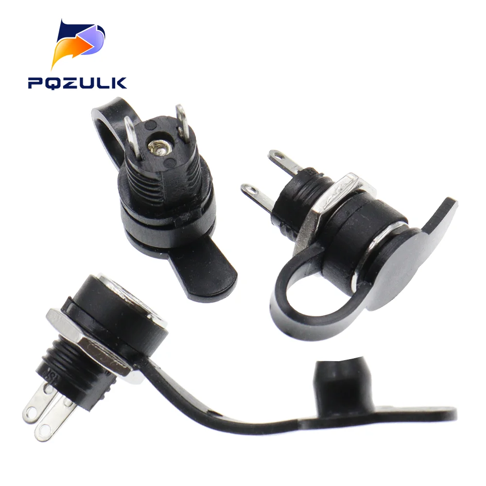 10PCS DC-022B All-CopperMaterial 5.5X2.1 DC Power Supply Jack Socket Female Panel Mount Connector 5.5X2.5MM 1.3 Waterproof Cap