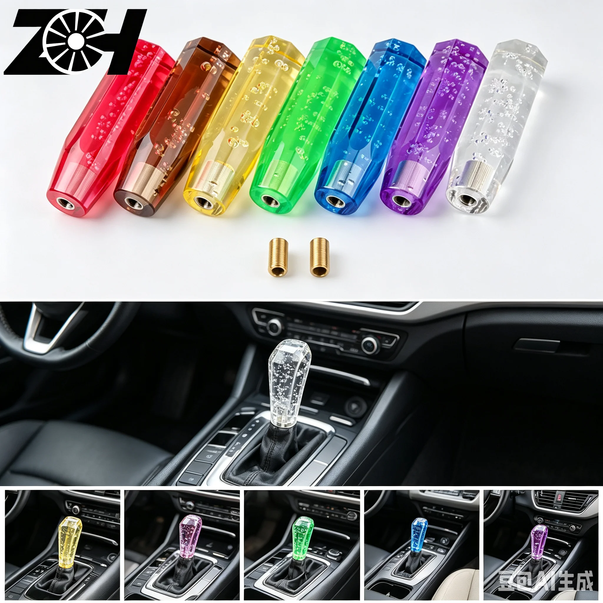 Universal 15cm Car Stitching Color Multicolor Crystal Bubble Gear Shift Knob Colorful Shifter Lever Fit For Honda Toyota Nissan