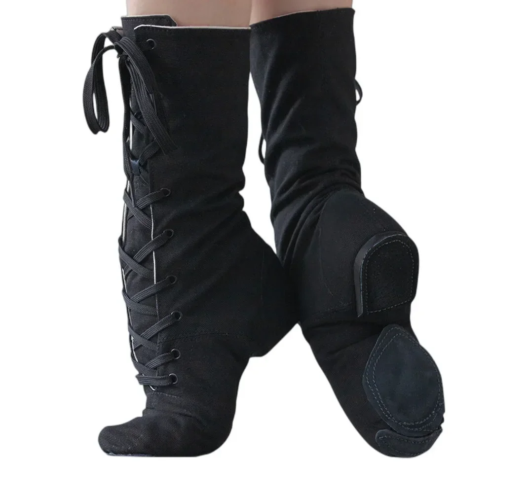 Bottes de Scène en Toile Rouge, Blanche et Noire de 27cm de Long, Chaussures de Spectacle de brevMontantes pour Femme et Fille