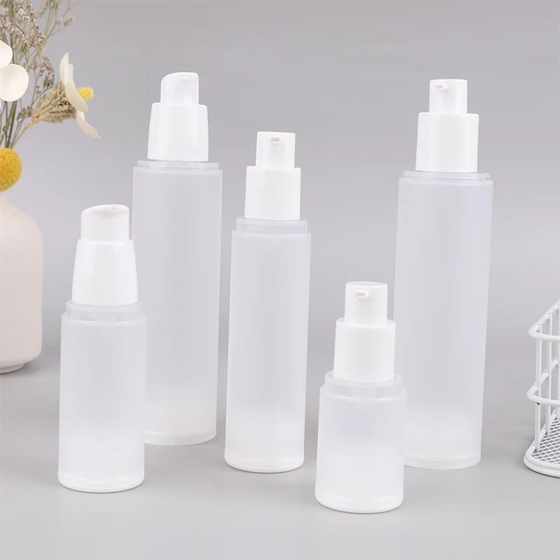 15ml-100ml biały pusty próżniowy bezpowietrzny plastikowy balsam butelki z kremem pojemnik podróżny rozmiar krem pojemnik z pompką butelka perfum