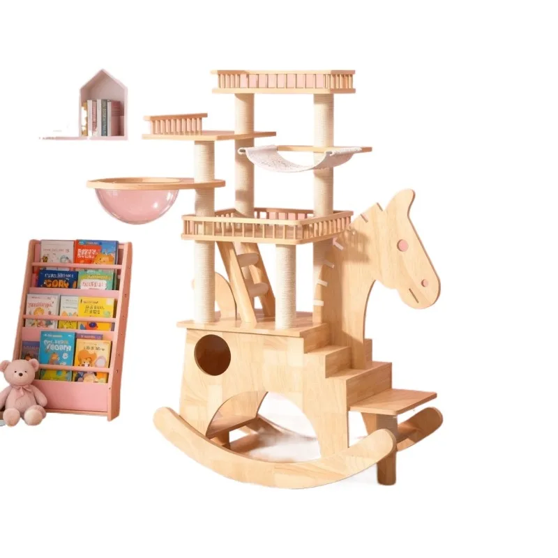 Solid wood super luxury high-end large climbing frame cat villa tree integrated Maine Muppet cat house