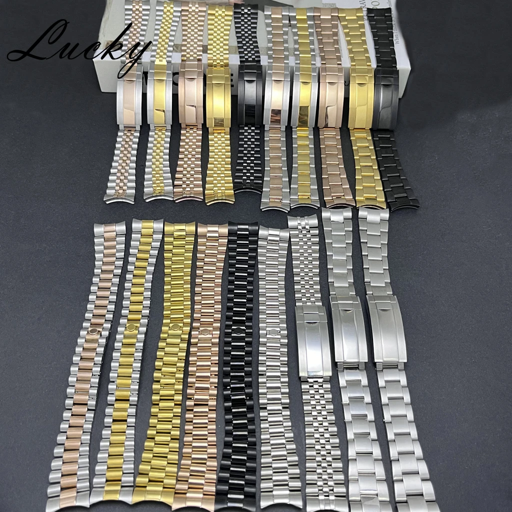 

High Quality 20mm Solid Bracelet 904L Solid Stainless Steel Strap Brushed Polished Oyster Bracelet Folding Buckle Sliding Lock ﻿