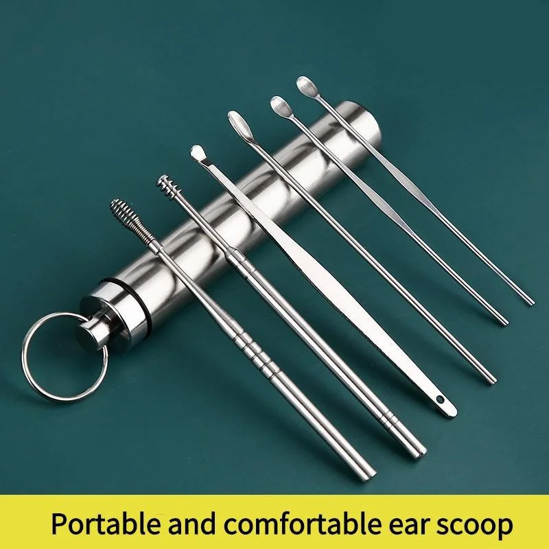 6/7/8Pcs Set Ear Wax Pickers Cleaning Stainless Steel Earpick Wax Remover Curette Ear Pick Cleaner Ear Cleaner Spoon Care Ear