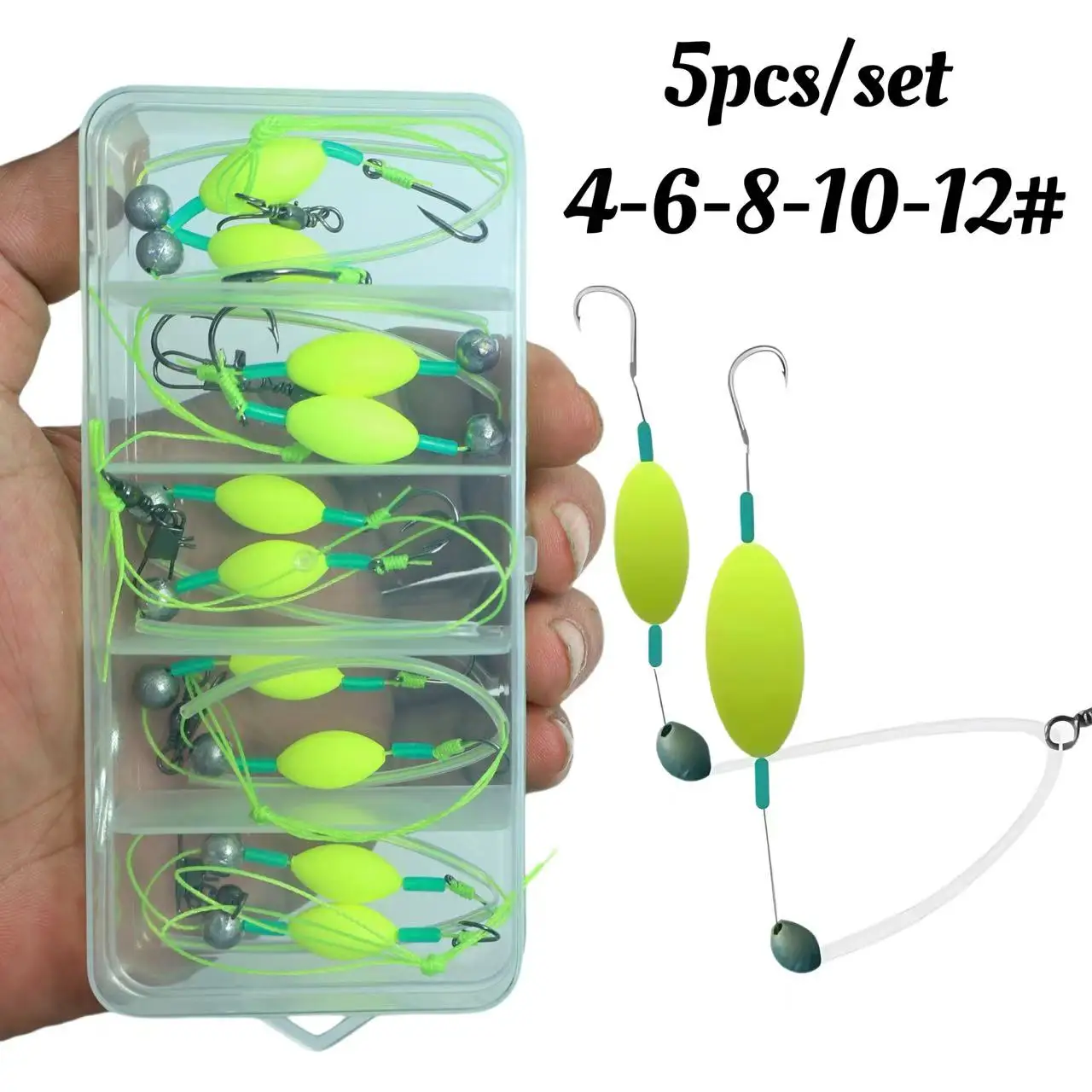 Kit de pêche à la carpe avec hameçons doubles anti-flottement, ligne de baitcasting, résistant à l'eau, ensemble d'hameçons Ise Ni, flotteur de fond pour la pêche en eau profonde