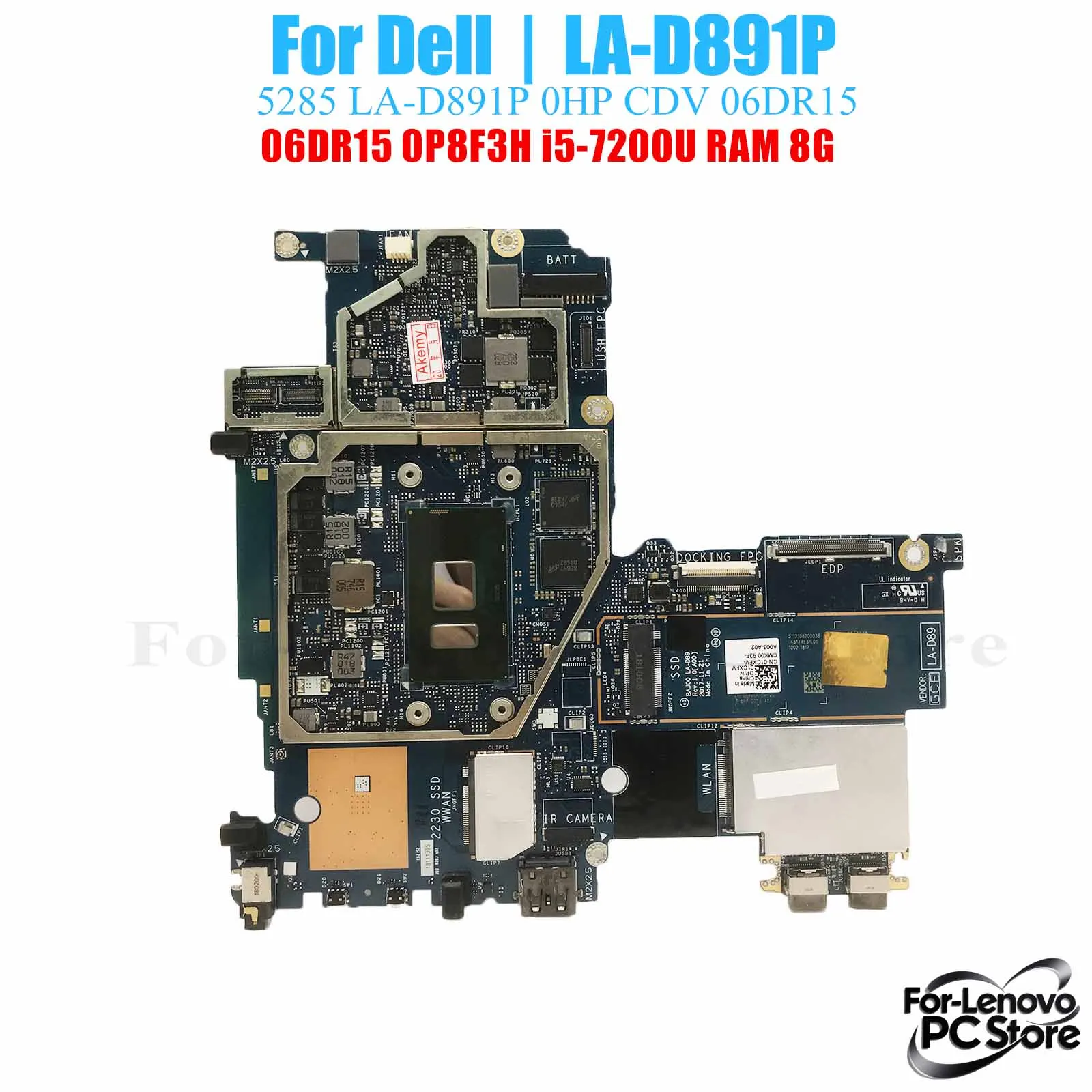 

LA-D891P For DELL Latitude 5285 LA-D891P Notebook Motherboard i3 i5 i7 CPU 100% Tested Laptop Mainboard