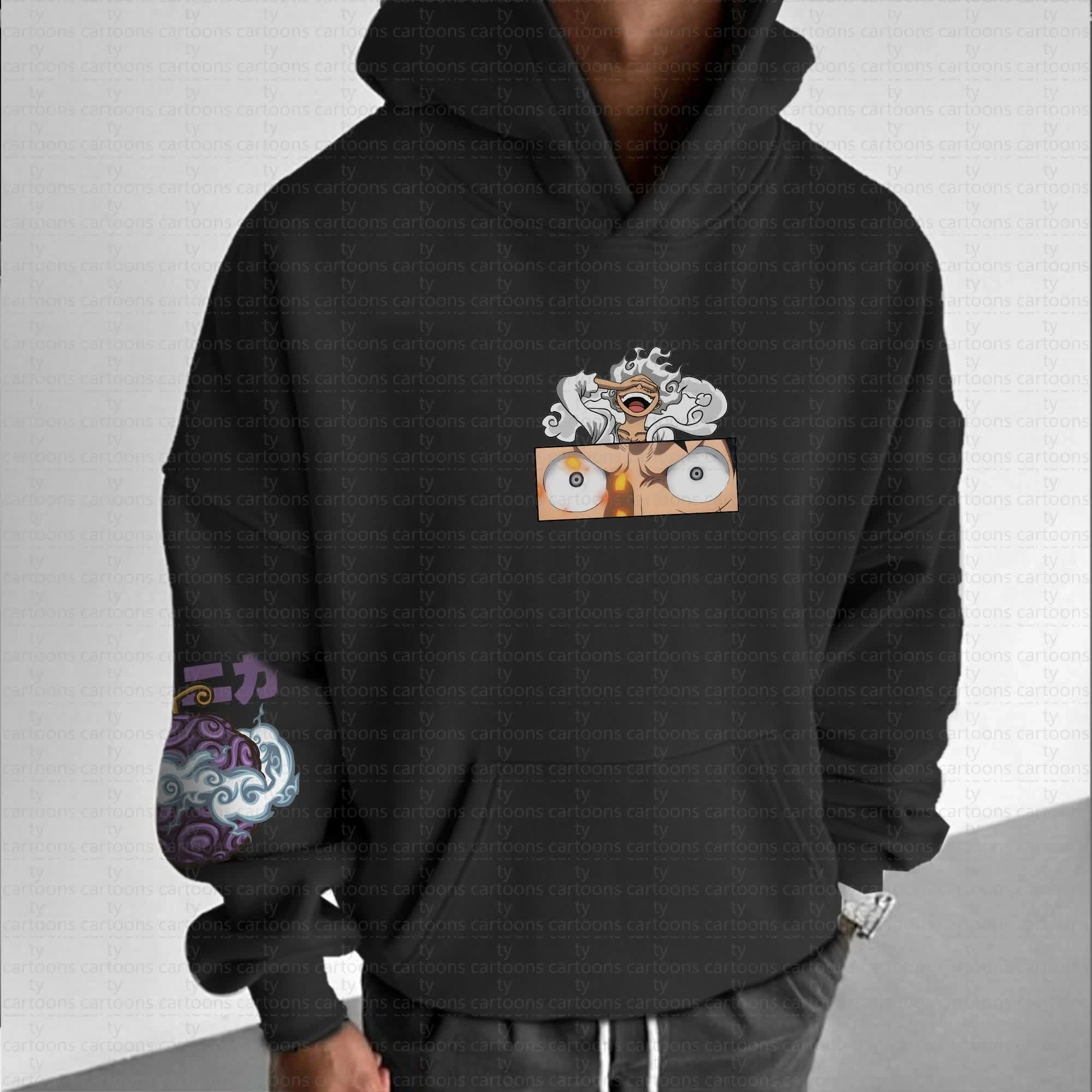 قطعة واحدة سانجي شانكس هوديي أسود للرجال والنساء للخريف والشتاء ملابس غير رسمية فضفاضة للجري واللياقة البدنية طباعة مزدوجة الجانب أنيمي #3