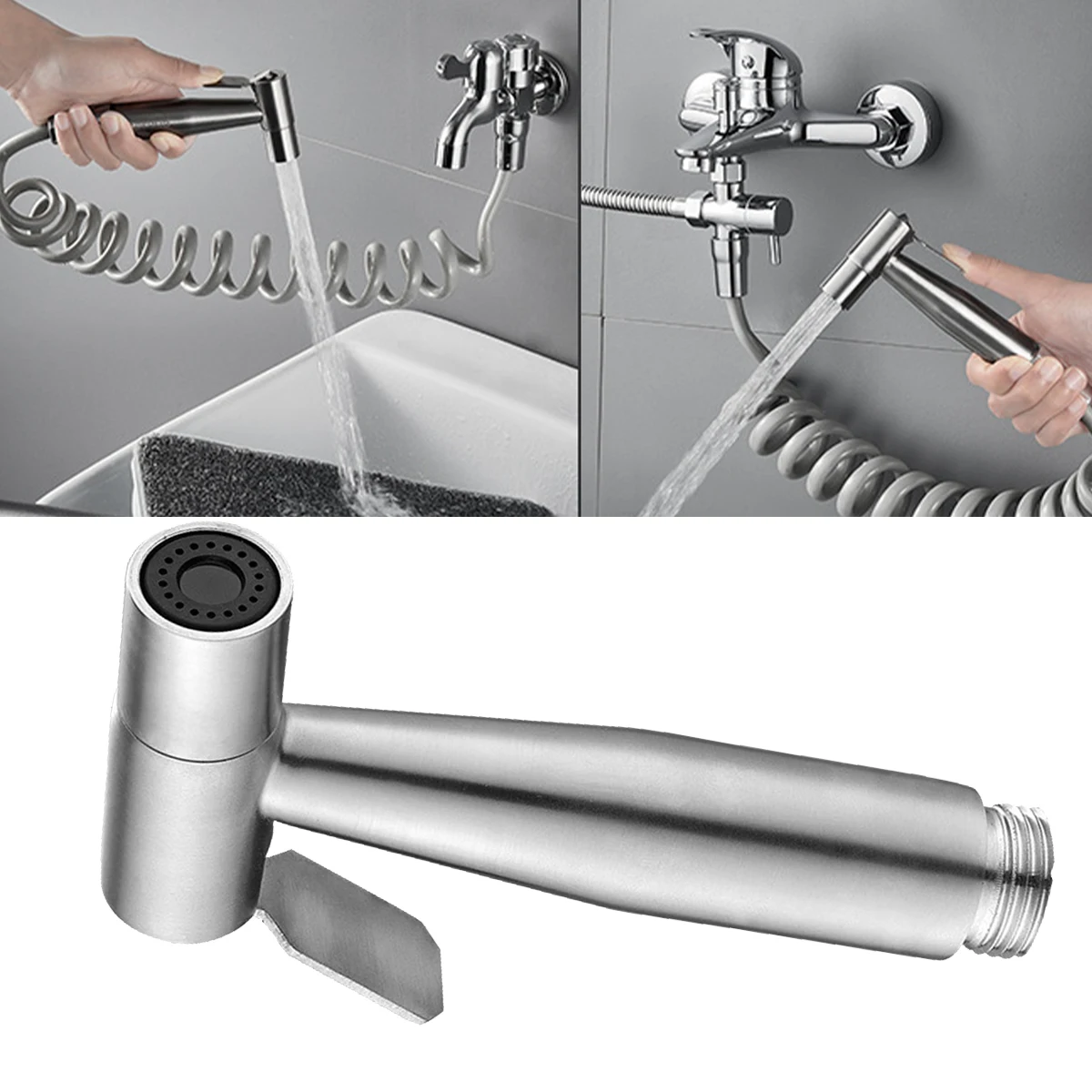 

Newest Toilet Sprayer Gun Stainless Steel Hand Bidet Faucet for Bathroom Hand Sprayer Shower Head Self Cleaning Bathroom Fixture