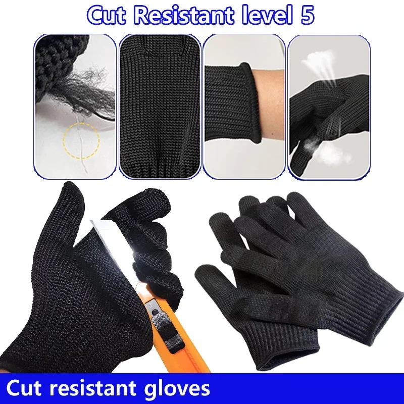 1 Pair Stainless Steel Wire Cut Resistant Anti-Cutting Safety Protective Work Gloves Level 5 Stainless Steel Wire Repair Gloves