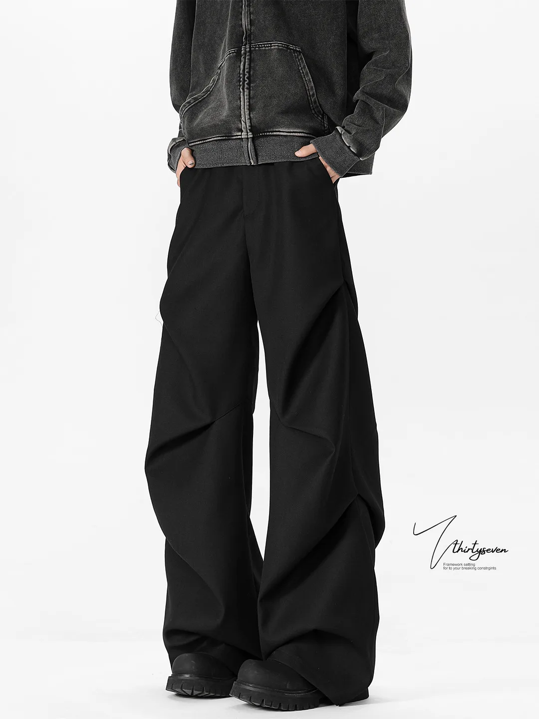 

Американские повседневные брюки, мужские осенние уличные плиссированные брюки десантника, модные брендовые универсальные расклешенные брюки West