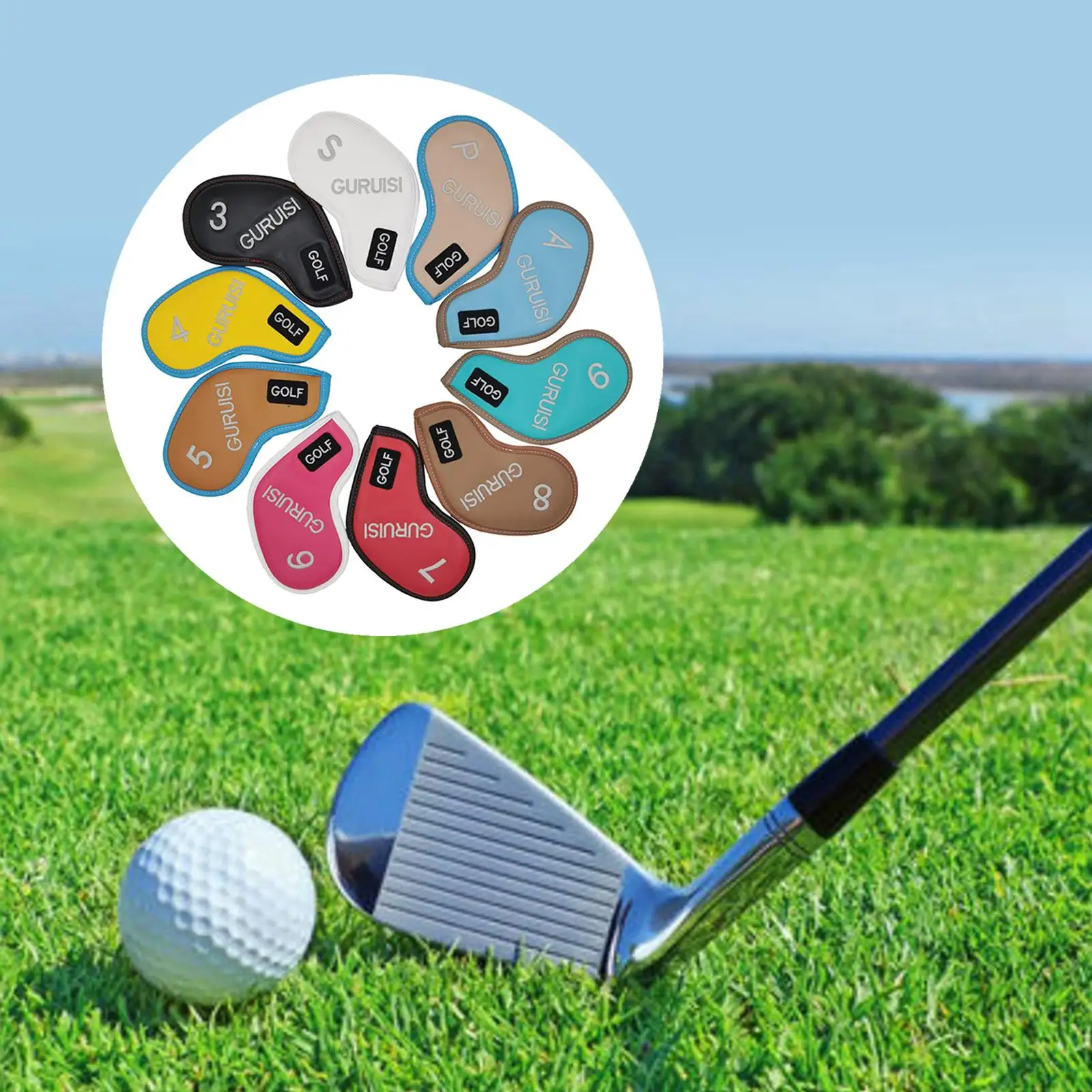

10x Golf Iron Covers Set Club Headcovers with Magnet Closure Multicolor for