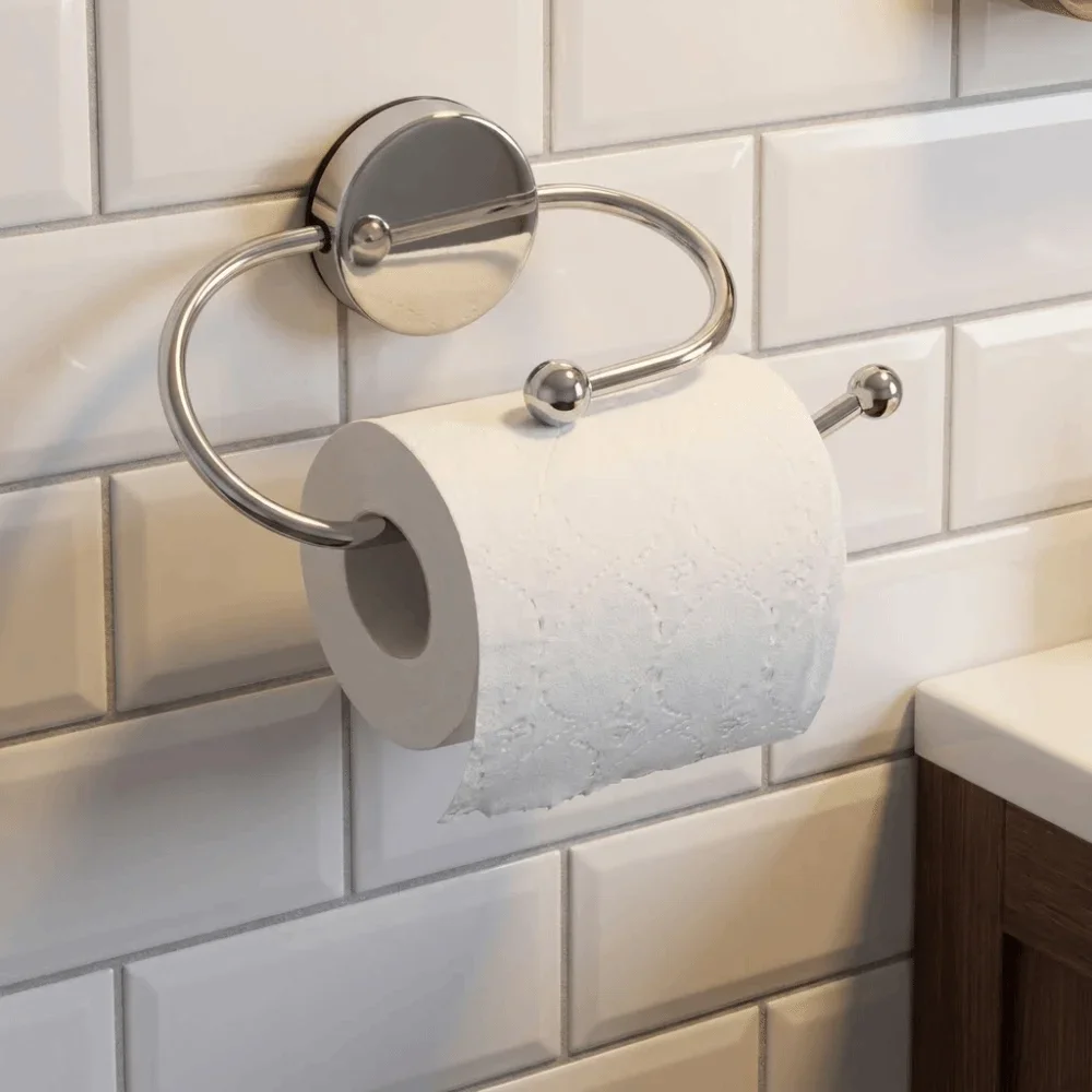 Stainless Steel Bathroom Tissue Holder Rust-Resistant with Suction Cup Roll Holder Wall Mounted Waterproof