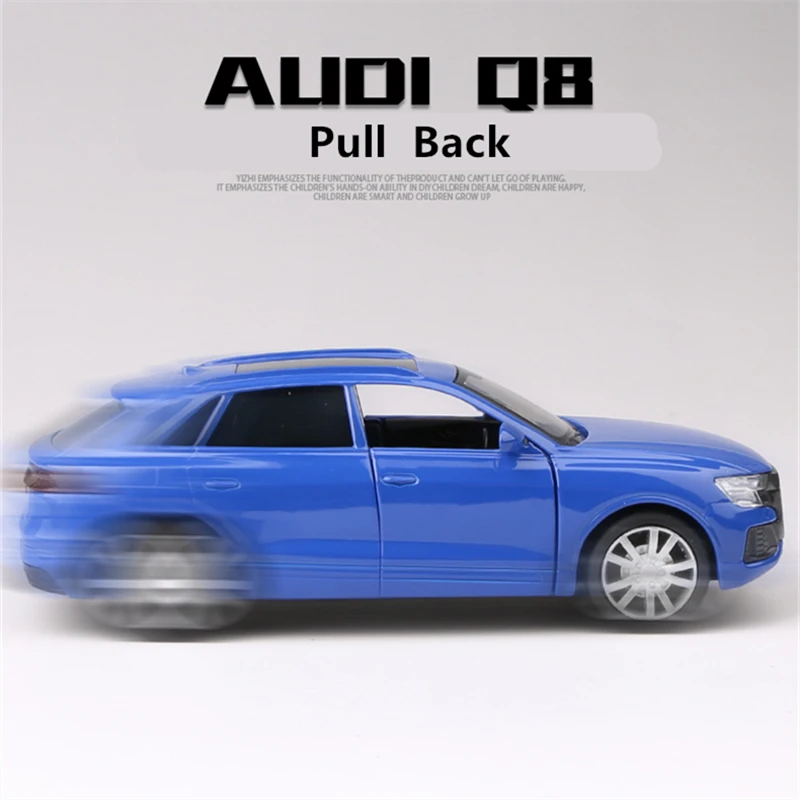 1/36 AUDI Q8 SUV aluminiowy Model samochodu Diecasts imitacja metalu pojazdy zabawkowe Model samochodu wysoka symulacja wycofać kolekcję