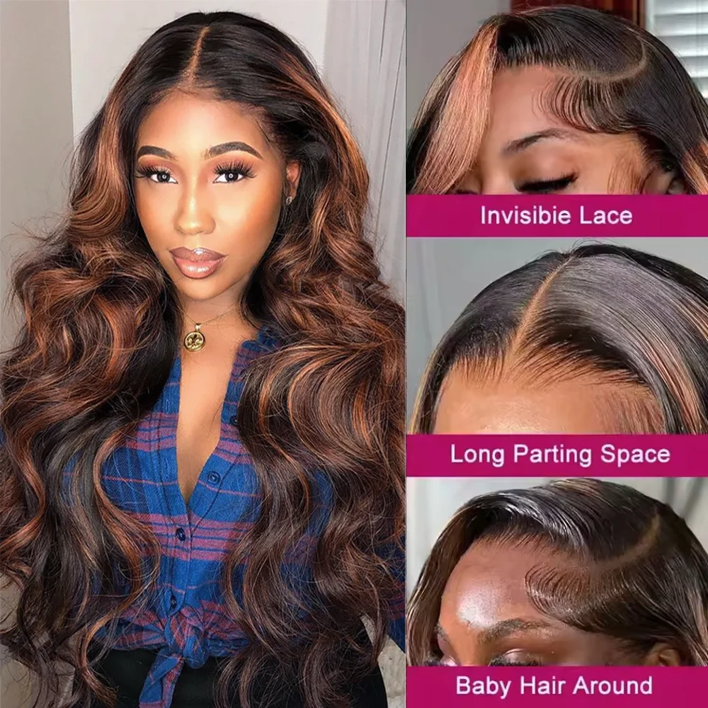 Body Wave HD Lace Front Wigs Human Hair 200 Density FB 30 13x6 HD Transparent Lace Frontal Brazilian Wigs for Women 52 Inch image 2