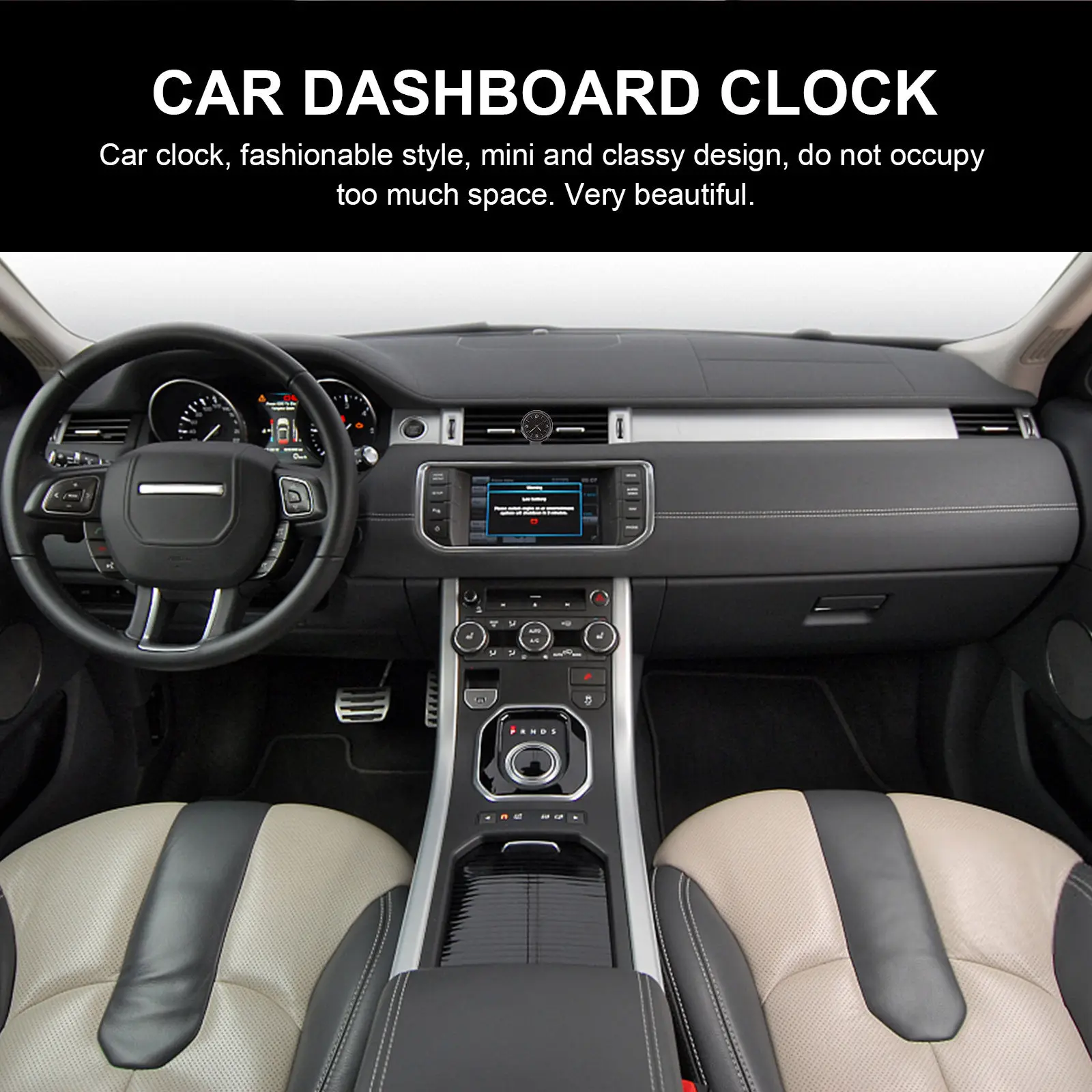 Clock for Car Dash Mini Stick on Auto Clock Compact Steel Glass Construction Easy Install Clear Lens Driving Friendly Time