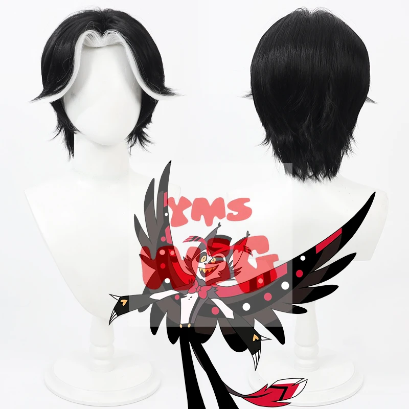 Game Hazbin Husk Cosplay Anime Hotel Husk Cosplay Wig Short Heat Resistant Synthetic Hair Halloween