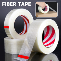 Striped Fiber Tape Heavy-duty Wear-resistant Fiberglass Adhesive Tape Transparent Single Side Adhesive Seal Packaging Fixed