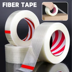 Striped Fiber Tape Heavy-duty Wear-resistant Fiberglass Adhesive Tape Transparent Single Side Adhesive Seal Packaging Fixed