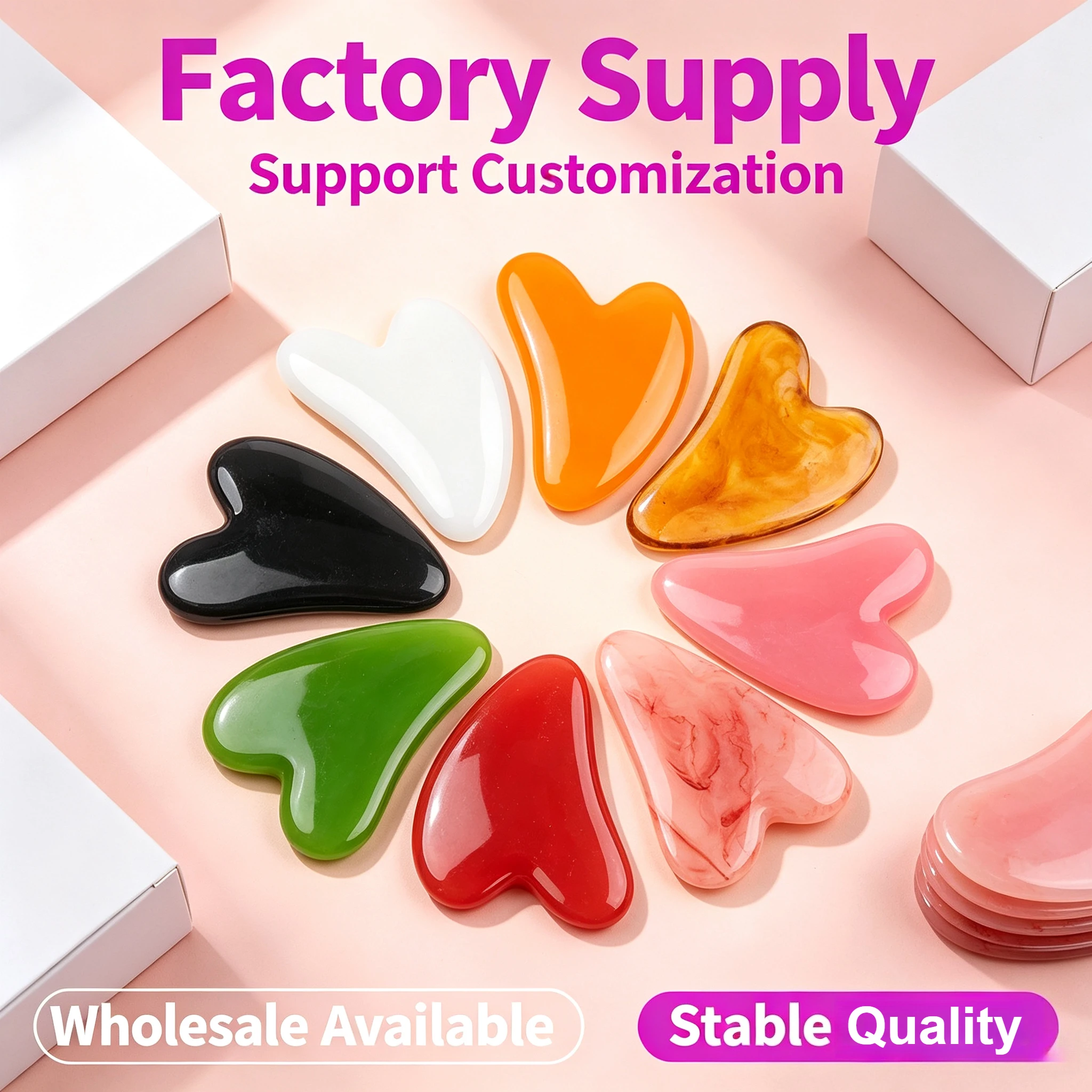 Heart Shape Imitation Amber Resin Gua Sha Board Lightweight Ergonomic Design Facial Sculpting Massager Home Whole Body Beauty