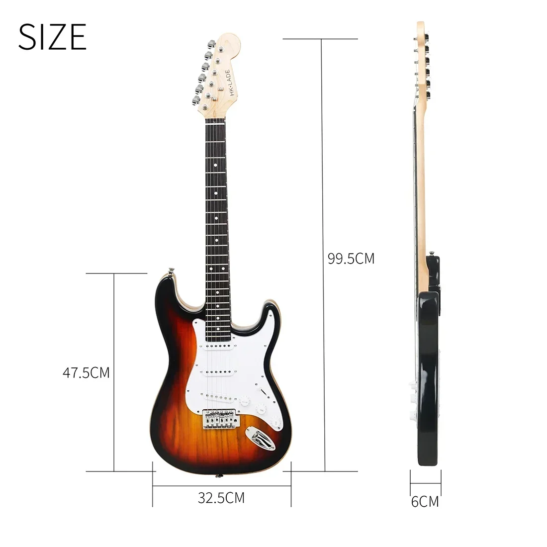 HK·LADE Electric Guitar 39 Inch 6 Strings 22 Frets Maple Body Rosewood Fingerboard Guitarra With Bag Guitar Parts & Accessories