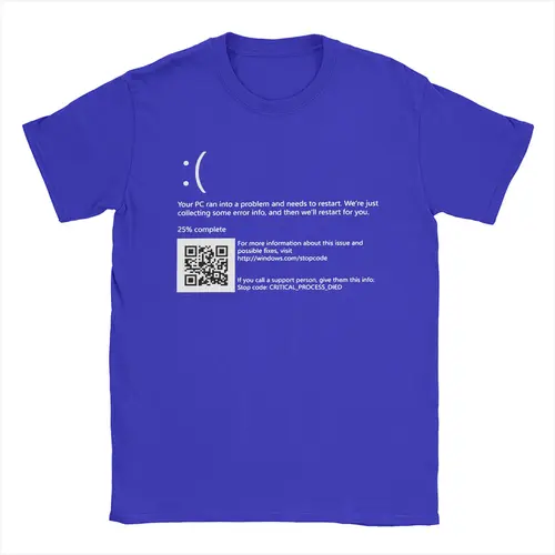 Imagen 1 del producto Camiseta BSOD Blue Screen of Death Windows 10 para hombre, camisetas de algodón increíbles con Error, camiseta de manga corta con cuello redondo, ropa única