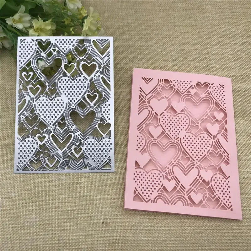 Troqueles de corte de Metal de tarjeta de corazón, tarjetas de papel de álbum de recortes, manualidades decorativas, troqueles de repujado