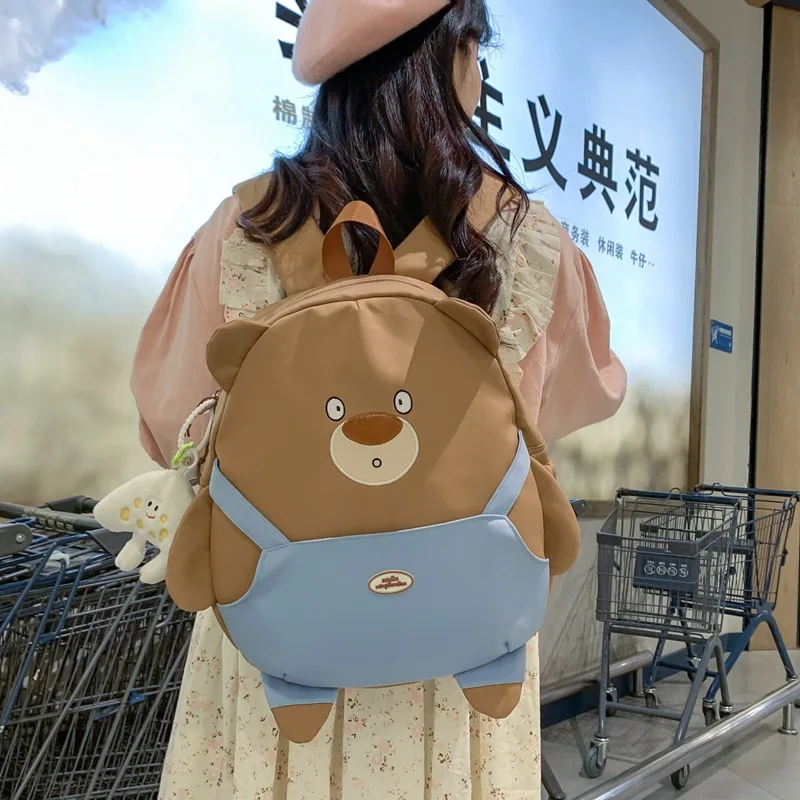 Mochila de urso bonito dos desenhos animados para meninas, grande capacidade, livro portátil leve, mochila Kawaii para estudantes universitários do ensino médio