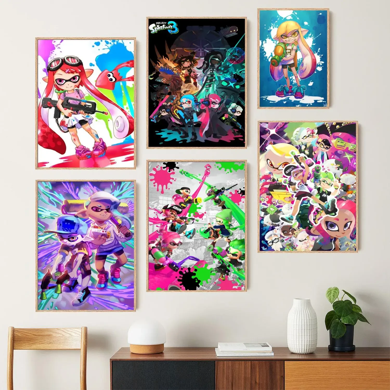 Splatoon 2 Anime Video Game Canvas Art Poster and Wall Art, Picture Print, Modern Family Bedroom Decor, Posters