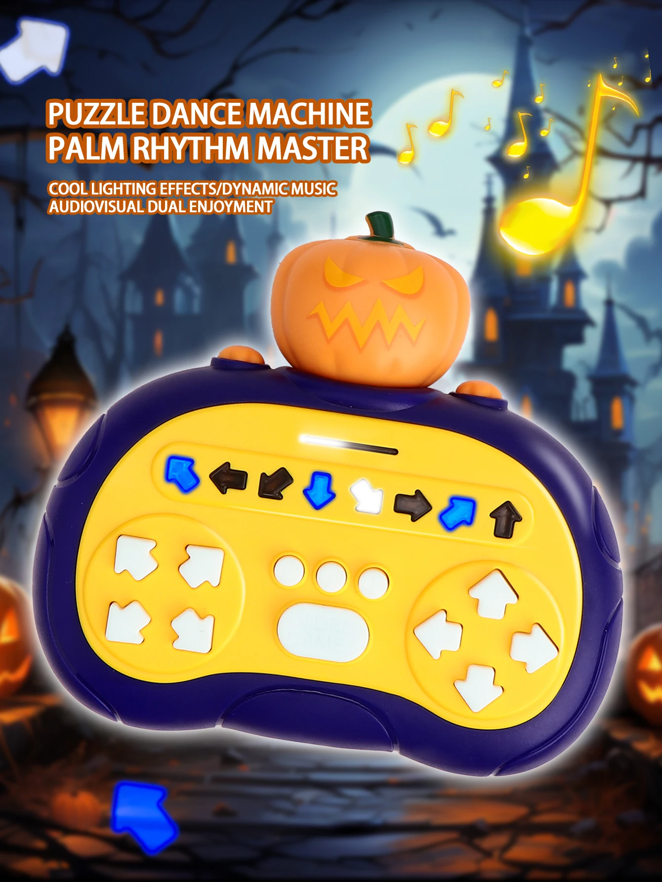 Máquina de dança mestre de ritmo portátil estilo halloween, brinquedos educativos, console de jogos portátil para crianças, presente de halloween