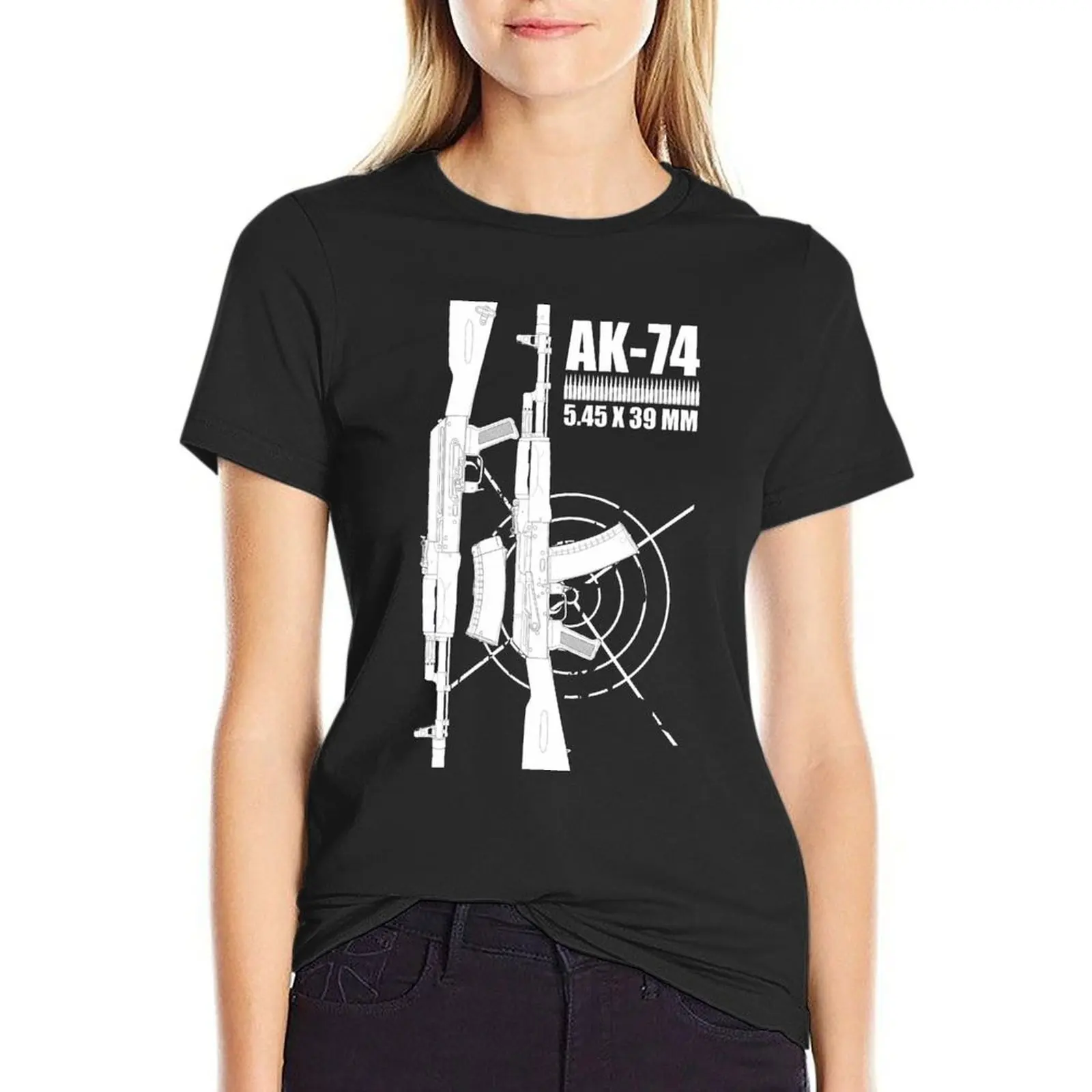 AK-74 Kalashnikov Assault Rifle (two sides) T-Shirt new edition animal prinfor hippie clothes Women's clothing