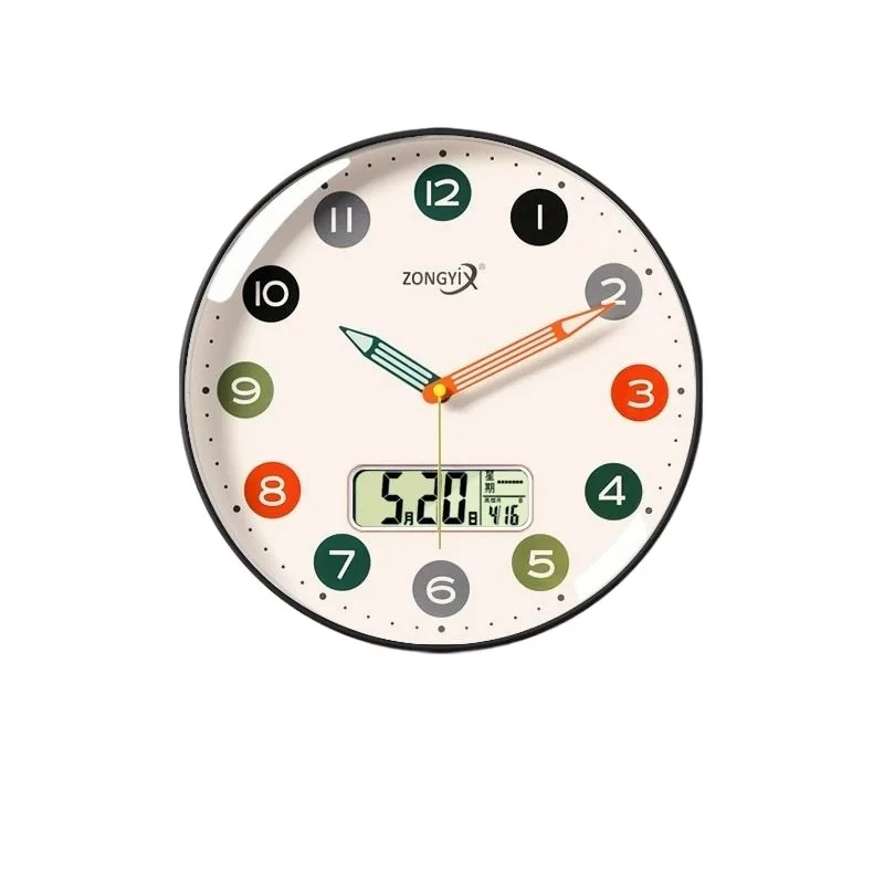 

Perpetual calendar non-punching wall clock, living room calendar clock, wall-mounted simple clock