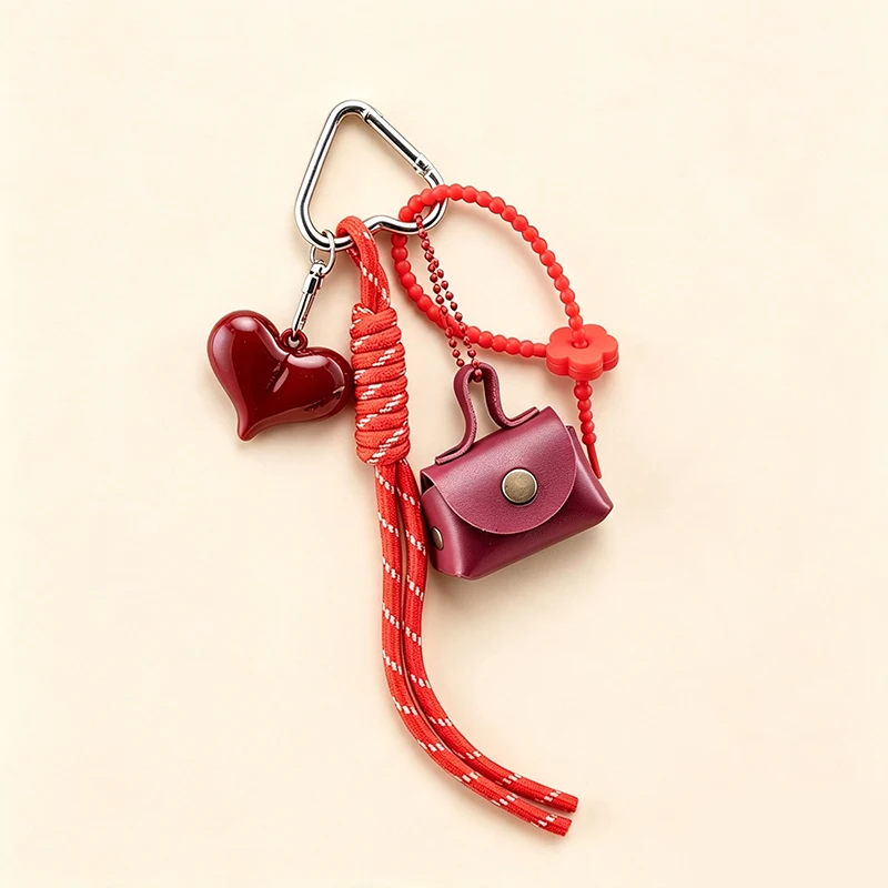 Maillard Braid Rope Pendant Exquisite Leather Mini Bag Pendant Charm Women Luxury Bag Key Chain Mobile Phone Decor
