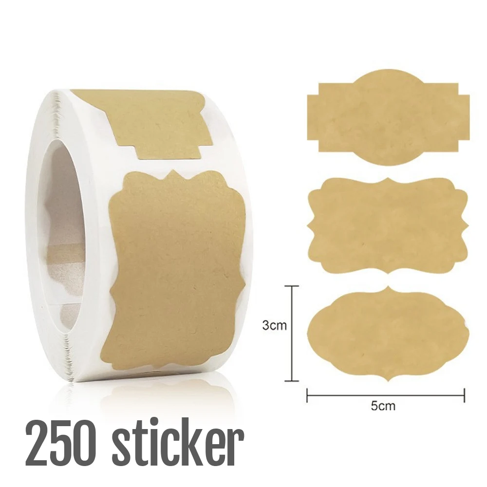 1 Rolle Kraftpapierblank kann Namen schreiben, selbstklebende Versiegelung, Geschenkaufkleber, Heimverpackung, Siegeletiketten, rechteckig – Detail 4