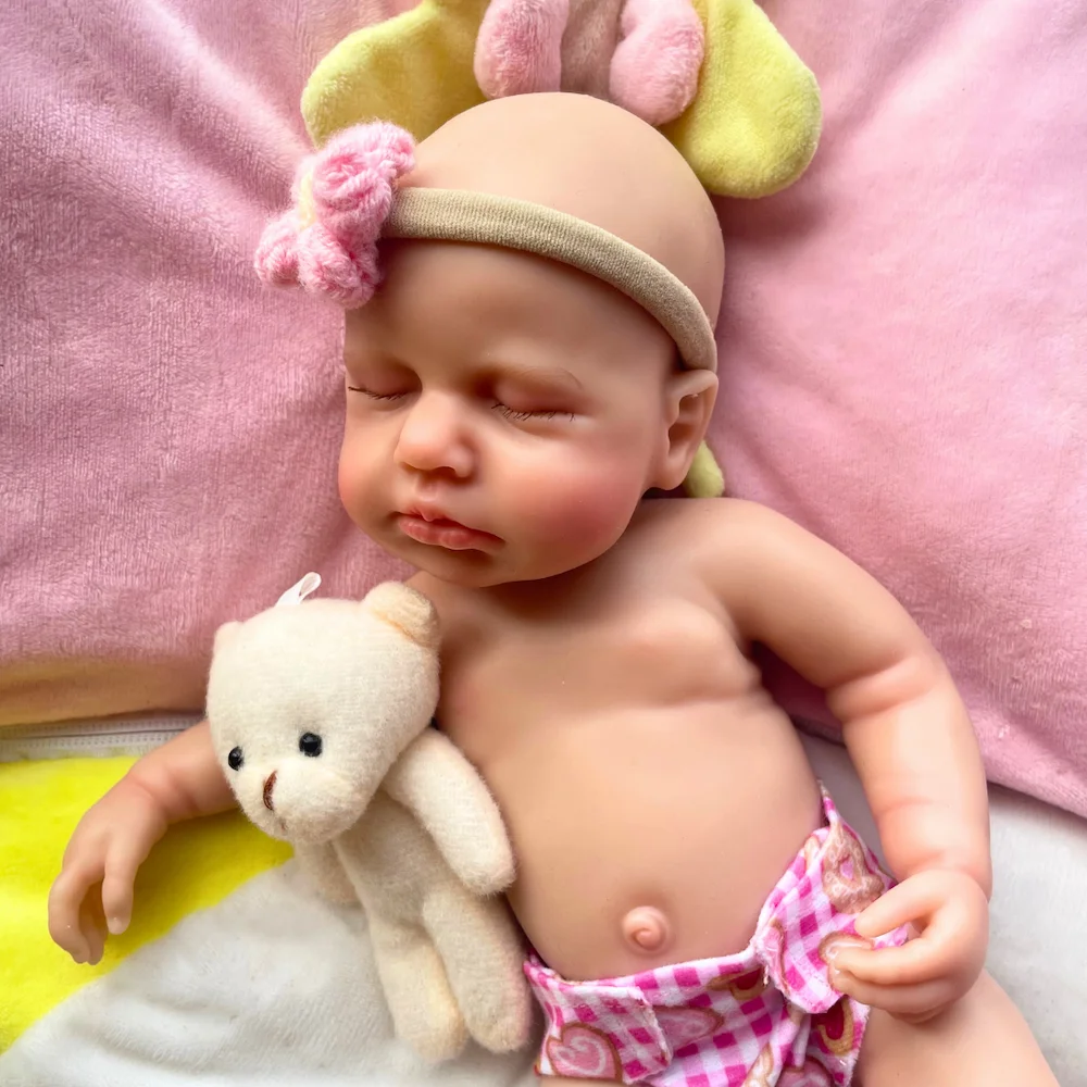 Mini 13 Inch LouLou Full Silicone Reborn Baby Doll Lifelike Soft Solid Silicone Body Girl Washable Christmas Gift Toy